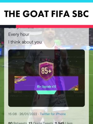 A post by @jakefuttrading on TikTok caption: The GOAT sbc #fyp #foryoupage #fifa #fifa22 #toty #fifatoty #ultimateteam #fifaultimateteam