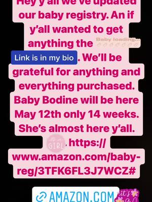 A post by @natasha_rose12 on TikTok caption: @zackarybodine & I r so excited Baby Bodine is almost here; I know some of y’all asked so here it is. #fyp #girl #baby #expecting #pregnant #registry