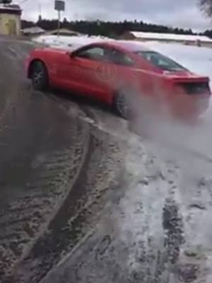 A post by @cullenrahman on TikTok caption: #mustang #snow #germany #hohenfels #mustanggt