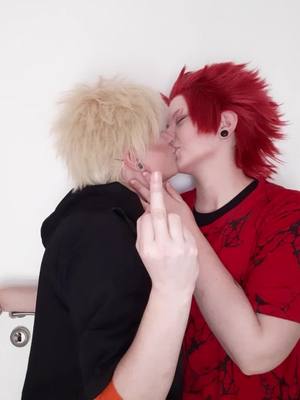 A post by @sparky_cosplayy on TikTok caption: I love him more than anything else!🏳‍🌈💛💛 You are my one and only💛💛💥 #kirishima #kirishimaeijirou #bakugou #bakugoukatsuki #bakukiri #kirixbaku #kiribaku #bakushima #fy #fyp