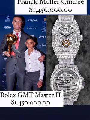 A post by @watches99 on TikTok caption: Cristiano Ronaldo’s luxury watches collection! #ronaldo #cristianoronaldo #rolex #watches #jacobco #football #frankmuller #manchester #breguet #hublot #luxury  #luxurywatches #luxurylife #cr7