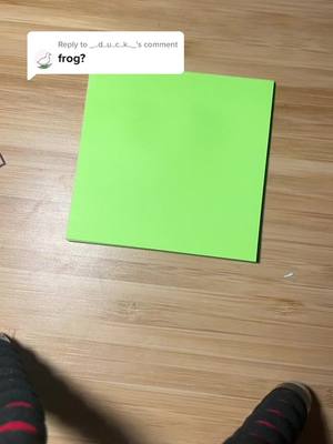 A post by @.0rigam1 on TikTok caption: Reply to @_..d..u..c..k.._  the frog :) #frog #green #goviral #paper #postitnptes #origami #fyp #likes #xyzabc