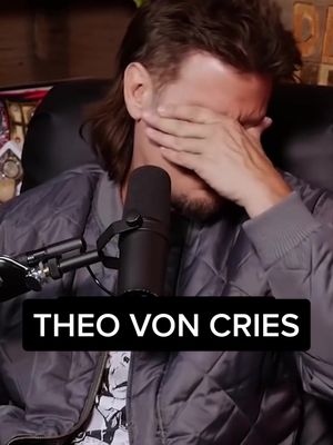 A post by @funnypodcastclips on TikTok caption: Bryan Callen makes Theo Von cry 😢 🥲 #fyp #theovon