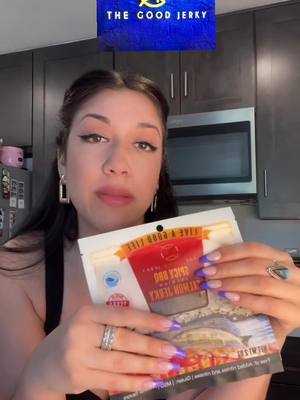 A post by @ohgoodyfood on TikTok caption: Thank you to The Good Jerky for being my newest high protein snack!! #ohgoodyfood #trythisfood #unboxing