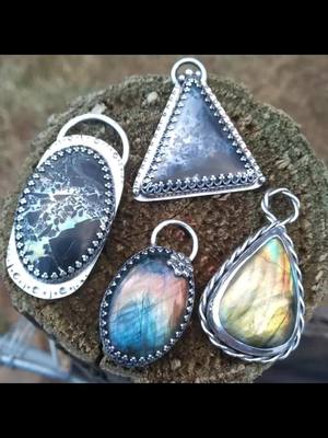 A post by @amybumgardnerjewelry on TikTok caption: today's work #metalsmith #handmade #labradorite #jewelry #SmallBusiness #fyp #art