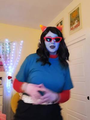 A post by @spacesnake189 on TikTok caption: Disappears for 2 years only to come back with Homestuck? Yeah thats pretty on brand for me. #homestuck #terezi #homestuckcosplay #terezicosplay