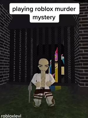 A post by @robloxievi on TikTok caption: didnt get murderer once 😐 #fypシ #roblox #levi #aot #aotseason4 #murdermistery2 #leviackerman