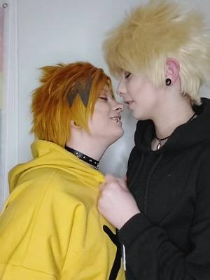 A post by @sparky_cosplayy on TikTok caption: I love my bby so much😍 #bakugou #bakugoukatsuki #denki #denkikaminari #bakukami #kamibaku #bakuxdenki #denkixbakugou #fy #fyp