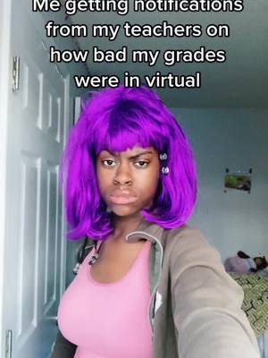 A post by @.animalcrackers.0rg on TikTok caption: 7th was a tough year ….😬 I ate that wig tho #virtual #onlineschool #fyp