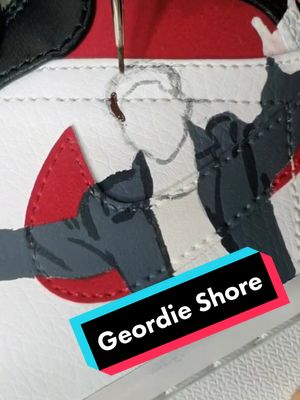 A post by @customcrepcityuk on TikTok caption: @geordieshoremtv_ #airbrush #stencil #celeb #customsneakers #jordans #geordieshore #mtv #fyp