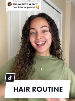 A post by @trinityyyn on TikTok caption: Reply to @parisnicole72  my curly hair routine :)