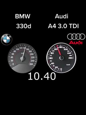 A post by @nicecar61 on TikTok caption: #bmw #f30 #330d #vs #audi #a4 #diesel #tdi #acceleration #fy