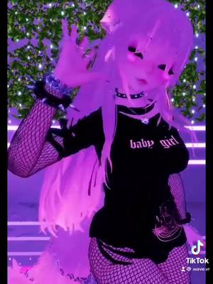 A post by @wave.vr on TikTok caption: This song lives rent free in my head #vr #vrc #vrchat #vrchatcommunity #virtualreality #fullbodytracking #fbt #egirl #dance