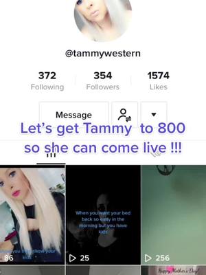 A post by @poppy.milesroots on TikTok caption: @Tammy Western  follow her guys let’s get her live !!!!! ❤️💯 #loveher