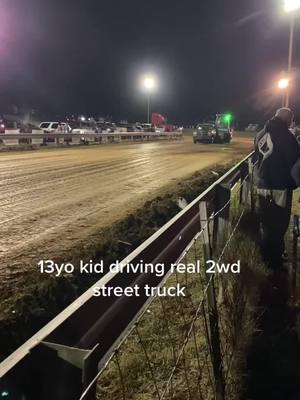 A post by @jdub1931 on TikTok caption: 2wd street truck. 13yo kid driving wheels up!#streettruck #chevrolet #Truckpulling @willoughbymotorsports