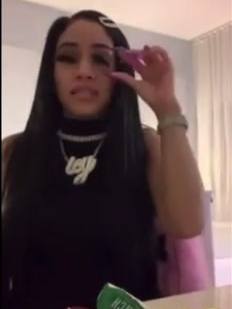 A post by @saweetie_diamonte on TikTok caption: Lmfaooo she scared herself 😂😂#saweetie #funny #eyelashextensions