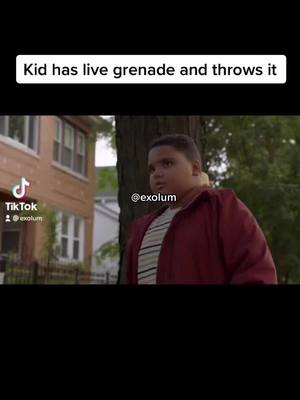 A post by @exolum on TikTok caption: Kid has live grenade and throws it! #grenade#bombsquad#military#firefighter#firedepartment#chicagofire#chicagopd#chicagomed