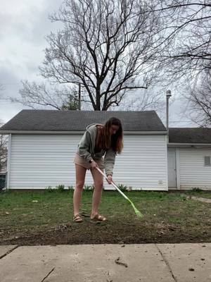 A post by @stace.pup on TikTok caption: Vlog: let’s grow grass #yardwork #tinyrake