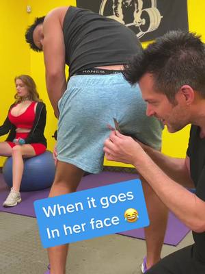 A post by @rjcan2 on TikTok caption: When it goes in her face 😂 #prank #pranks #prankwars #prankster #gym #GymTok #GymLife #gymlover #gymshark66 #gymshorts