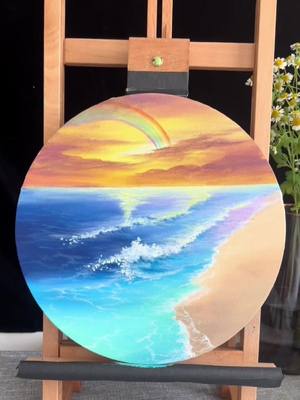 A post by @siprianomitchel on TikTok caption: Which one do you like better, the rainbow or the sea?#oilpainting #drawing #rainbow #sea #healing #realx #viral