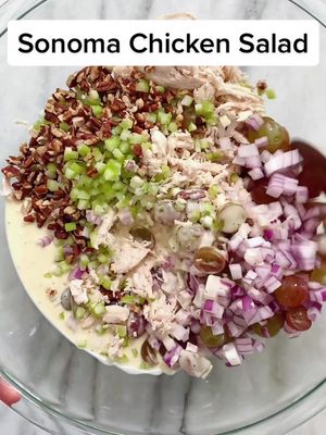 A post by @craving_california on TikTok caption: Sonoma Chicken Salad with toasted pecans, grapes and poppy seeds! | #chickensalad #EasyRecipes