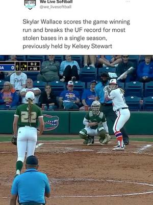 A post by @we.live.softball on TikTok caption: Skylar Wallace is a beast. #softball #baseball #gators #welivesoftball