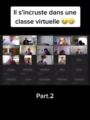 A post by @fourire_video on TikTok caption: partie 3 poste les gars #cours #virtuel #prank #funny #pourtoi #rigolo #ecole