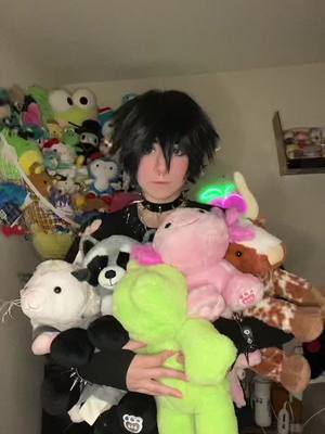 A post by @_peachpawz on TikTok caption: i ❤️ my build a bears #alt #elf #elfboy #cosplay #y2k #altfashion #altboy #catboy #squishmallows #buildabear #buildabearfrog #buildabearaxolotl