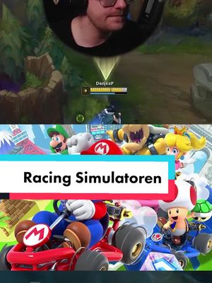 A post by @danjkap on TikTok caption: "Habt ihr schon mal einen Racing Simulator gespielt?" #leagueoflegends #gaming #mariokart