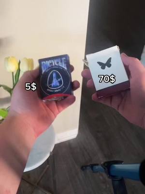 A post by @thedailymagician on TikTok caption: Expensive card vs cheap cards !!! #fyp