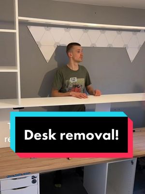 A post by @the_gaming_synths on TikTok caption: I said bye to two things today. My desk and my pink underwear.  #gaming #gamingdesk #GamingSetup #gamer #couplegoals #buildseries #doubledesk #destruction #timelapse #fail