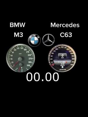 A post by @nicecar61 on TikTok caption: #bmw #m3 #vs #c63 #w204 #e90 #mercedes #acceleration #fy