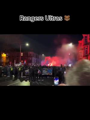 A post by @unionbears_chants1872 on TikTok caption: @Alex Griffin #fyp #foryou #foryoupage #rangers #ultras #unionbears #dortmund #mad #pyro #flares #rangersfc #rangersultras