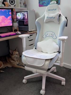 A post by @the_gaming_synths on TikTok caption: Thanks @AutoFullgamingchair  for sending us this cute gaming chair! Check our Bio for the link to get yours! Promo code in the comments! #AutoFullProfessionalgamingchair  #AutoFullcinnamorollchair