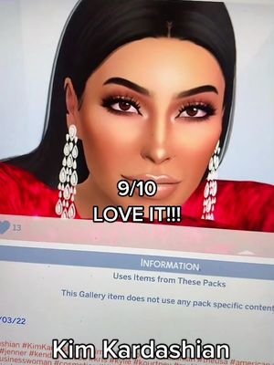 A post by @rating_sims4_celebs on TikTok caption: Rating Kim Kardashian #thesims4 #ratingsims #sims4 #kimkardashian