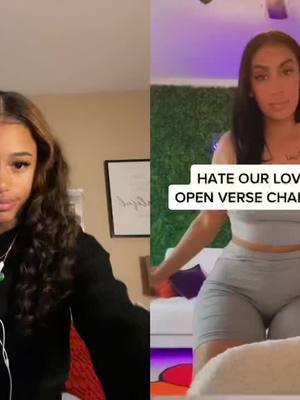 A post by @nyasvoice on TikTok caption: #duet with @queennaija  #hateourlovechallenge #fyp had to do this 💕😍