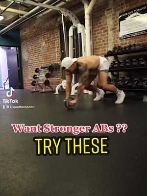 A post by @kjweatherspoon on TikTok caption: Strengthen up your core with these ab wheel exercises! #abs #abworkout #coreworkout #workouttips