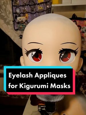 A post by @peachie.pavus on TikTok caption: I don't know why I insisted on doing this type of lash differently- these look so good 😭 #animegao #animegaokigurumi #kigurumimask #cosplaymask #bubblegumcrisis #prissasagiri #kigmask