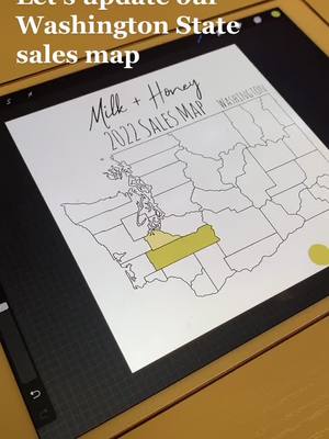 A post by @milkandhoney_baby on TikTok caption: Updating our Washington State sales map! #milkandhoneyboutique #openingaboutique #salesmap #salesmapupdate #washingtonstate #mysalesmap #washingtoncheck #procreate #procreateapp #procreatemap