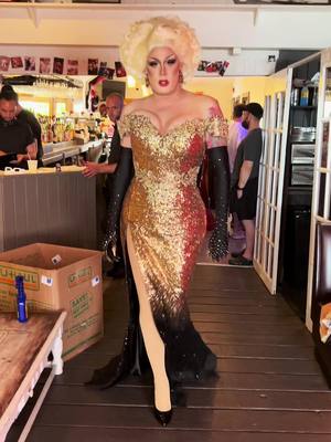 A post by @thetinaburner on TikTok caption: Great gowns. Beautiful gowns @rupaulsdragrace @vh1 @worldofwonder #tinaburner #rupaulsdragrace #gowns #pageant #blondes #blondehair #fireisland #drag