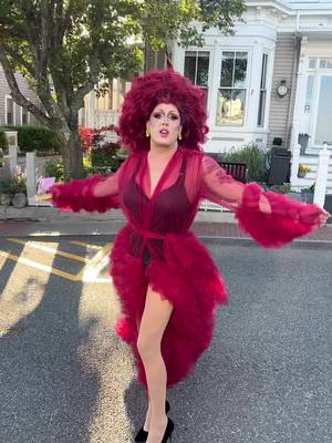 A post by @thetinaburner on TikTok caption: Im still big red . #windmachine  #fan #provincetown @rupaulsdragrace #rupaulsdragrace #tinaburner #beyoncefan