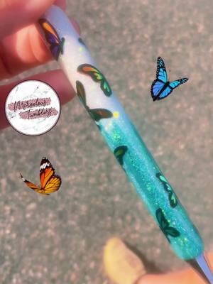 A post by @marveloustumblers on TikTok caption: Last Day of School Teacher Gift! She loves green and butterflies! #teachersoftiktok #teachersbelike #teachergift #schoollife #lastdayofschool #marveloustumblers #mamasoftiktok #connecticut #ct #epoxypens #inkjoyglitterpens #glitterpens