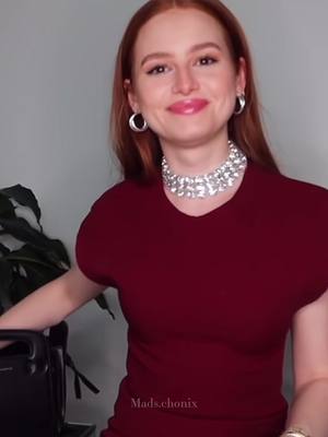 A post by @mads.chonix on TikTok caption: Mads🔥 #fyp #madelainepetsch #foru #madschonix #foryoupage #madelainegrobbelaarpetsch #madspetsch #redderisbetter #cherylblossom #myqueen❤️ #reddressontonight