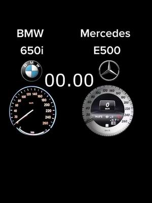 A post by @nicecar61 on TikTok caption: #bmw #650i #vs #e500 #mercedes #acceleration #fy