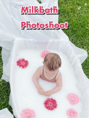 A post by @girlwithacellphone on TikTok caption: Who's trying a milkbath photoshoot this summer? Mia had a lot of fun playing with this one. ☀️ #photoshootideas #MomsofTikTok #baby #milkbathphotoshoot  #Summer #momlife