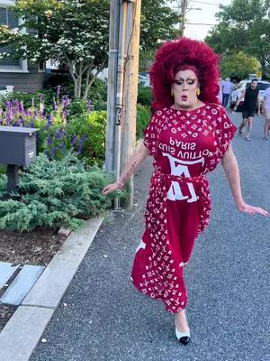 A post by @thetinaburner on TikTok caption: Turning fashion on its head lol #money #richbitch #fashion #provincetown #drag #rupaulsdragrace #tinaburner #sheworkshardforthemoney #workinghard