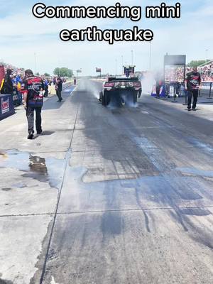 A post by @dalecreasyracing on TikTok caption: Ear protection is advised 😎 #fyp #nhra #nhradragracing #funnycar #burnout #dodge #cars