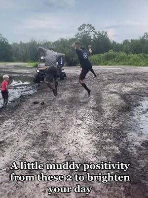 A post by @britneycartwright0 on TikTok caption: Ive never seen 2 people so excited about being stuck #mudlife #bromance