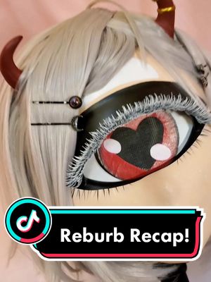 A post by @peachie.pavus on TikTok caption: Refurb Recap~! Probably one of the most intense refurb I've done thus far. #kig #kigmask #animegaokigurumi #cyclopsmask #cosplay #cosplaymask