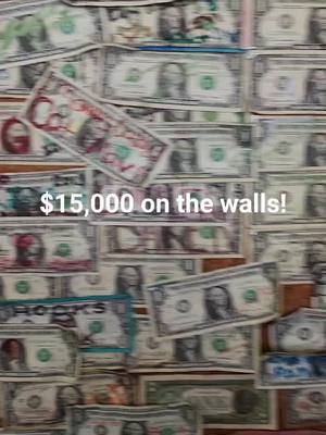 A post by @matthowsweet on TikTok caption: People staple singles on the walls and ceiling! They put dates on them. The oldest one I seen was 2012.